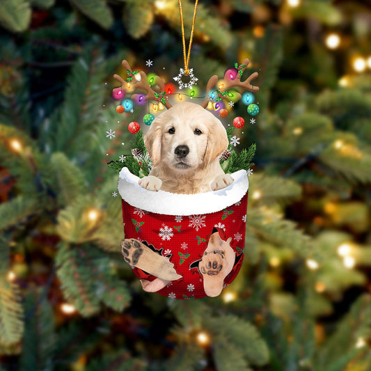 Golden Retriever In Snow Pocket Christmas Ornament Flat Acrylic Dog Ornament OO2325