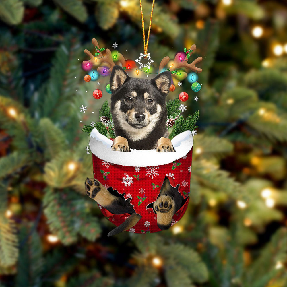 Shiba Inu 3 In Snow Pocket Christmas Ornament Flat Acrylic Dog Ornament OO2316
