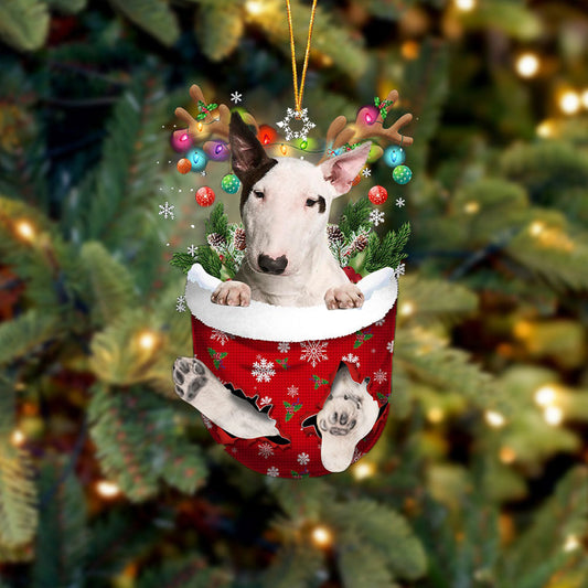 Bull Terrier 1 In Snow Pocket Christmas Ornament Flat Acrylic Dog Ornament OO2318