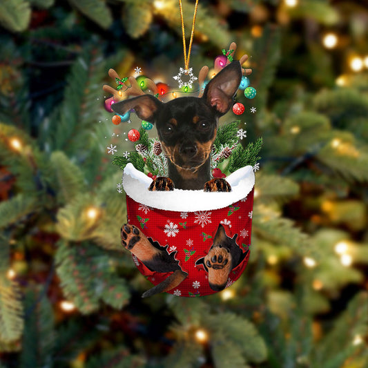 Miniature Pinscher 2 In Snow Pocket Christmas Ornament Flat Acrylic Dog Ornament OO2313