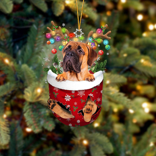 Bullmastiff 2 In Snow Pocket Christmas Ornament Flat Acrylic Dog Ornament OO2297