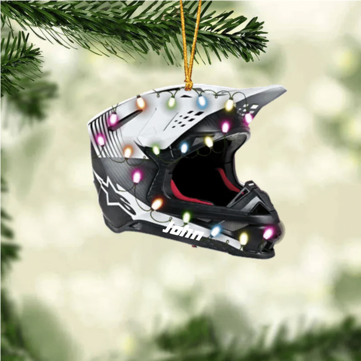 Personalized Motocross Helmet Ornament, Flat Custom Shaped Acrylic Ornament for Motocross Lovers OO2293