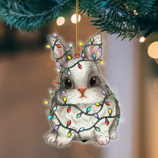 Bunny Christmas Light Flat Acrylic Hanging Ornament Animals Shaped OO2257