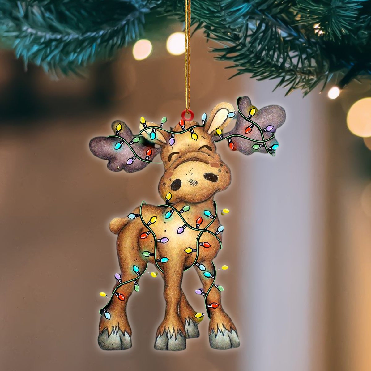 Moose Christmas Light Flat Acrylic Hanging Ornament Animals Shaped OO2250