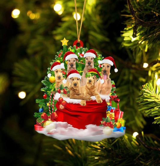 Irish Terrier Dogs In A Gift Bag Christmas Ornament Flat Acrylic Dog Ornament OO2215