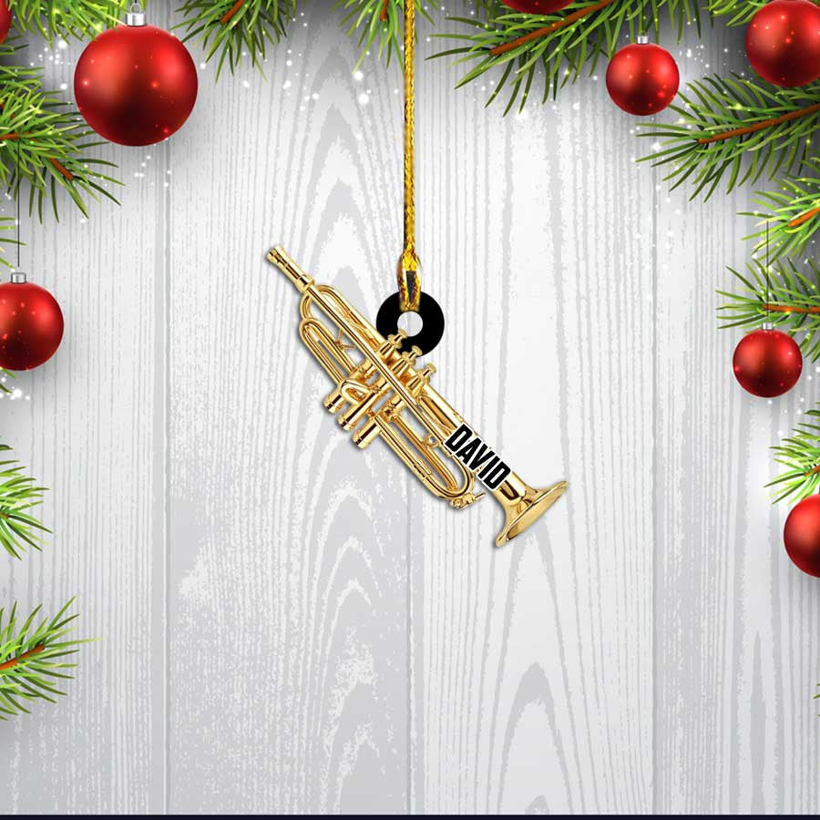 Personalized Cornet Instrument Flat Acrylic Christmas Ornament for Music Day OO2187
