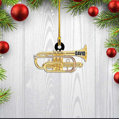 Personalized Cornet Instrument Flat Acrylic Christmas Ornament for Music Day OO2187