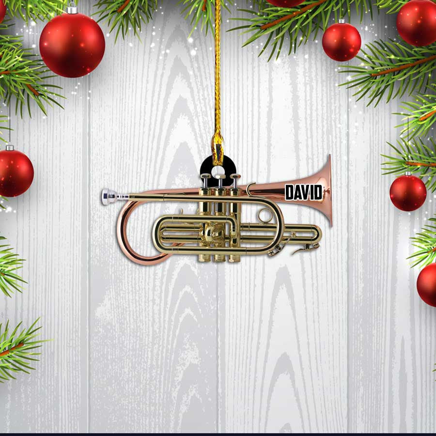 Personalized Cornet Instrument Flat Acrylic Christmas Ornament for Music Day OO2187