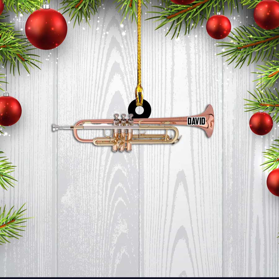 Personalized Cornet Instrument Flat Acrylic Christmas Ornament for Music Day OO2187