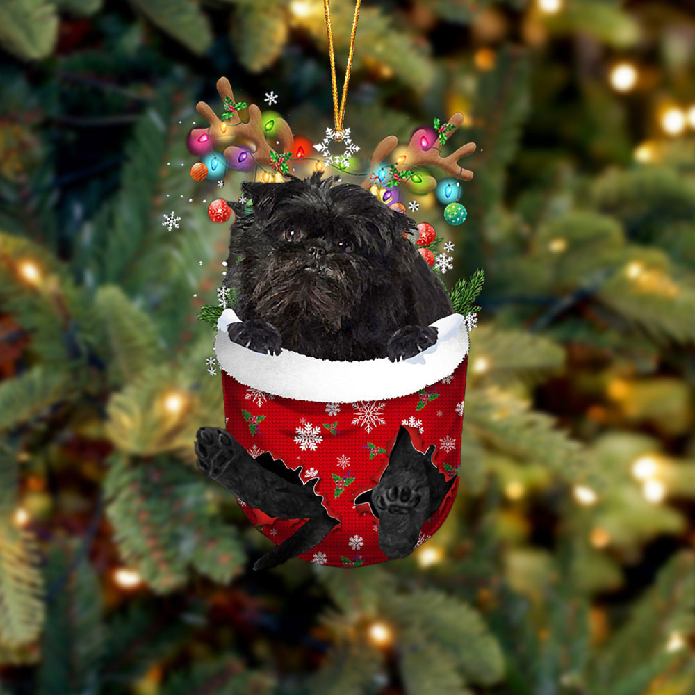 Affenpinscher In Snow Pocket Christmas Ornament Flat Acrylic Dog Ornament OO2181