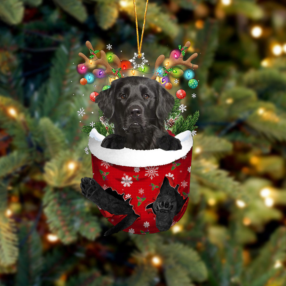 Flat Coated Retriever In Snow Pocket Christmas Ornament Flat Acrylic Dog Ornament OO2164
