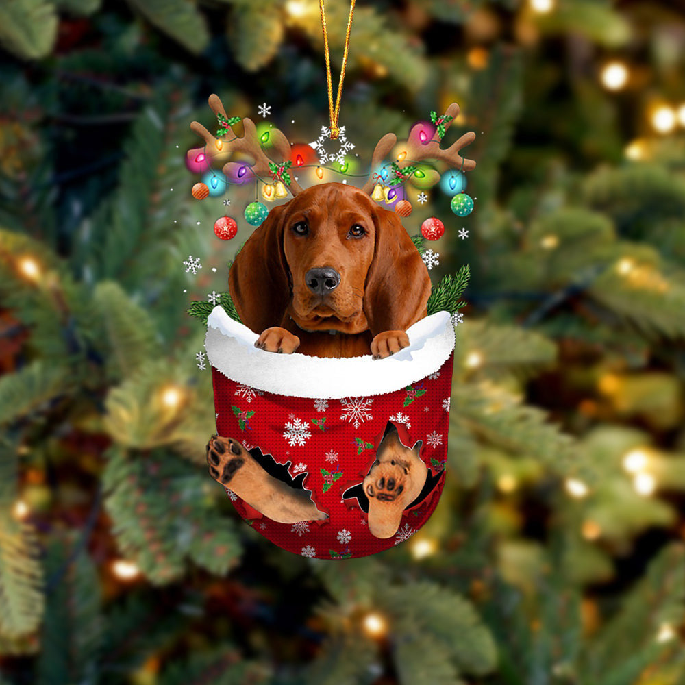 Redbone Coonhound In Snow Pocket Christmas Ornament Flat Acrylic Dog Ornament OO2161