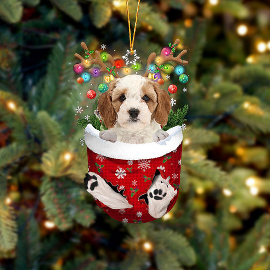 Cavapoo 1 In Snow Pocket Christmas Ornament Flat Acrylic Dog Ornament OO2150