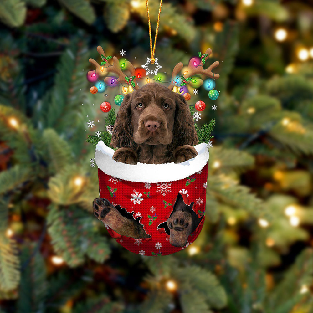 Sussex Spaniel In Snow Pocket Christmas Ornament Flat Acrylic Dog Ornament OO2151