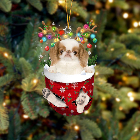 Japanese Chin 1 In Snow Pocket Christmas Ornament Flat Acrylic Dog Ornament OO2146