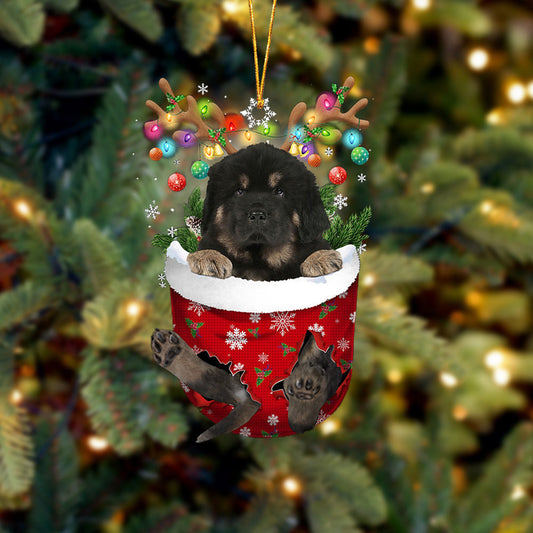 Tibetan Mastiff In Snow Pocket Christmas Ornament Flat Acrylic Dog Ornament OO2145