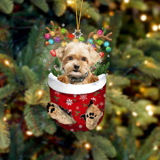 Shorkie In Snow Pocket Christmas Ornament Flat Acrylic Dog Ornament OO2143