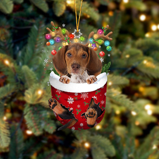 Pocket Beagle. In Snow Pocket Christmas Ornament Flat Acrylic Dog Ornament OO2142