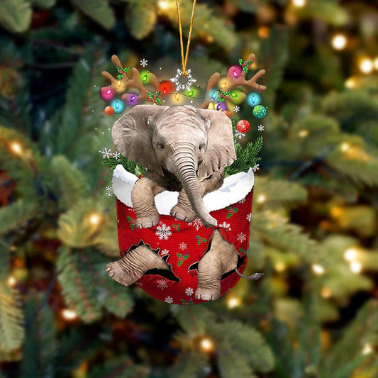 Elephant In Snow Pocket In Snow Pocket Christmas Ornament Flat Acrylic Ornament OO2136