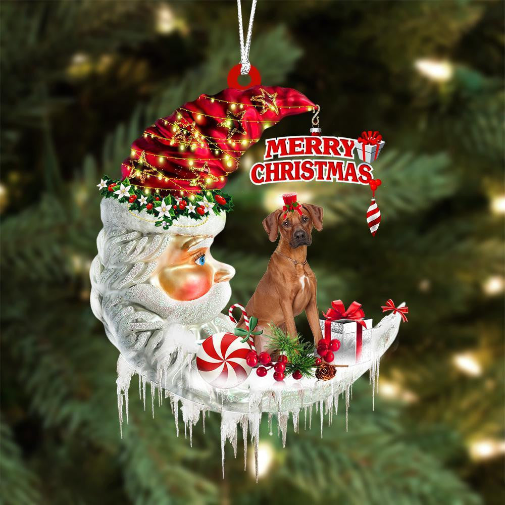 Rhodesian Ridgeback On The Moon Merry Christmas Hanging Ornament Flat ...