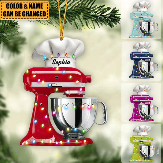 Personalized Baking Mixer Lights Christmas Ornament, Flat Acrylic Baking Ornament for Her OO1983