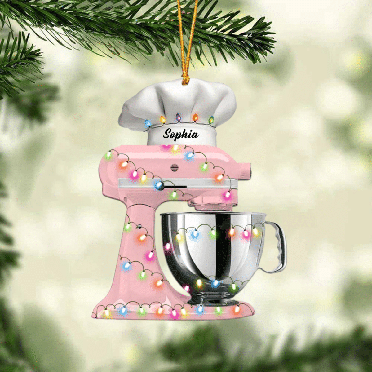 Personalized Baking Mixer Lights Christmas Ornament, Flat Acrylic Baking Ornament for Her OO1983