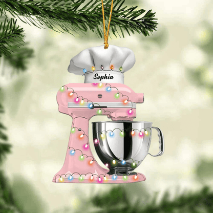 Personalized Baking Mixer Lights Christmas Ornament, Flat Acrylic Baking Ornament for Her OO1983