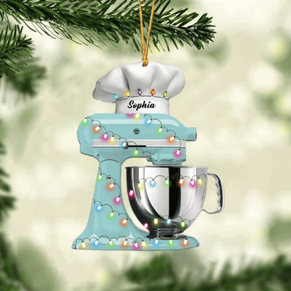 Personalized Baking Mixer Lights Christmas Ornament, Flat Acrylic Baking Ornament for Her OO1983