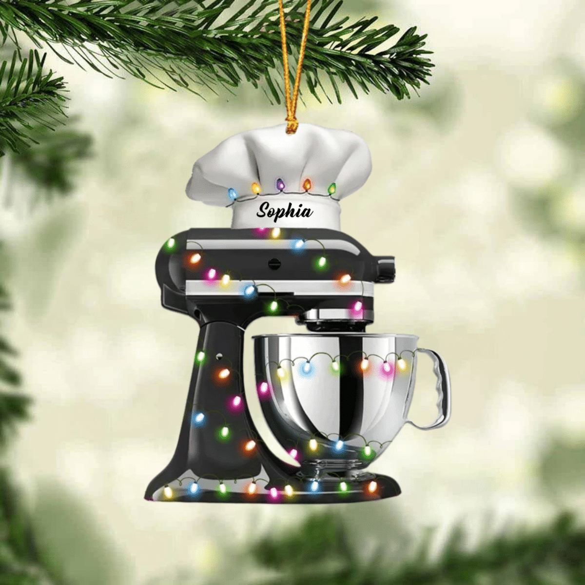 Personalized Baking Mixer Lights Christmas Ornament, Flat Acrylic Baking Ornament for Her OO1983