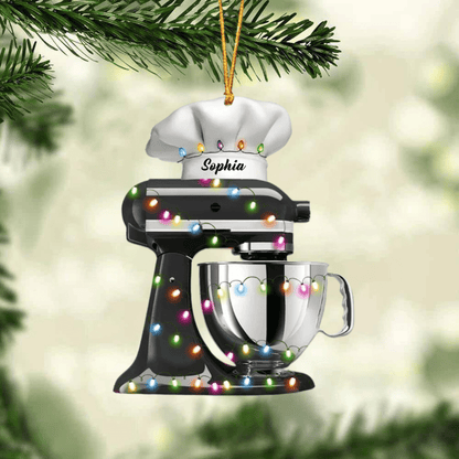 Personalized Baking Mixer Lights Christmas Ornament, Flat Acrylic Baking Ornament for Her OO1983
