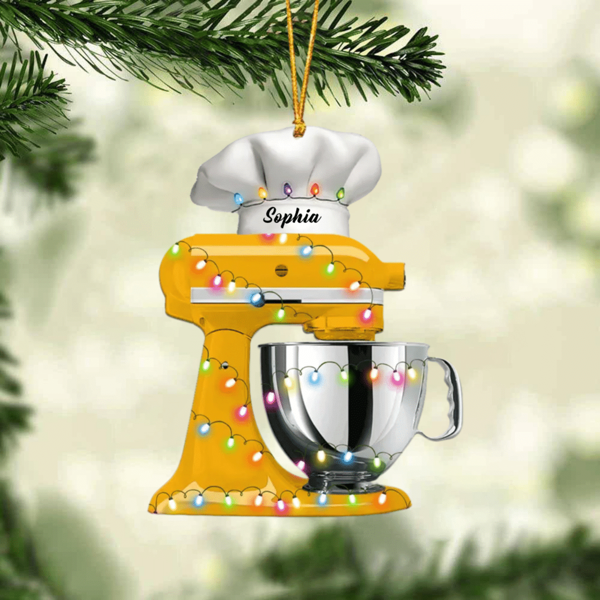 Personalized Baking Mixer Lights Christmas Ornament, Flat Acrylic Baking Ornament for Her OO1983