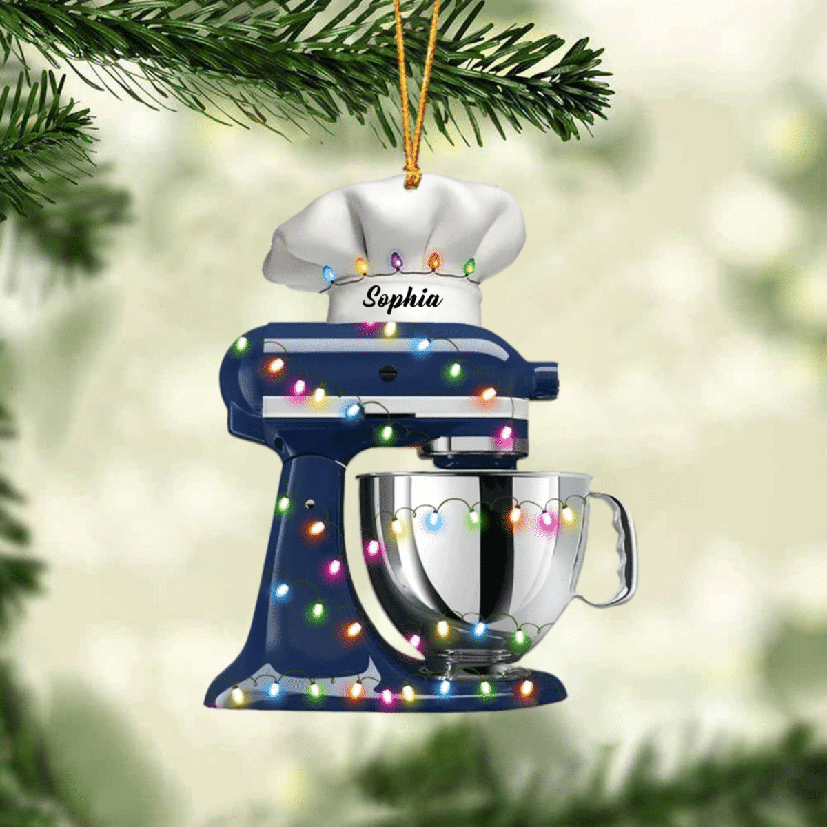 Personalized Baking Mixer Lights Christmas Ornament, Flat Acrylic Baking Ornament for Her OO1983