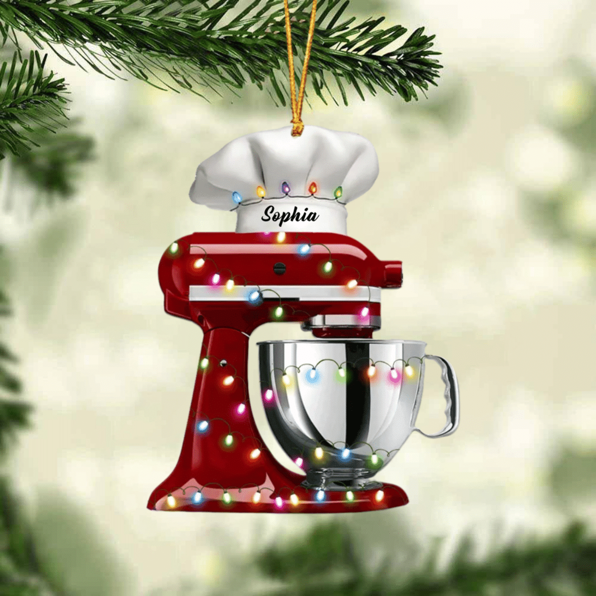 Personalized Baking Mixer Lights Christmas Ornament, Flat Acrylic Baking Ornament for Her OO1983