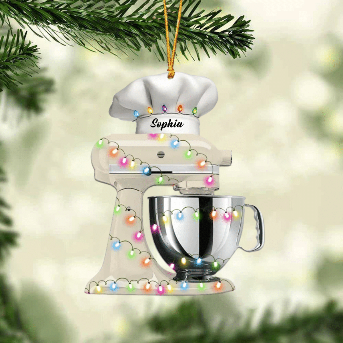 Personalized Baking Mixer Lights Christmas Ornament, Flat Acrylic Baking Ornament for Her OO1983