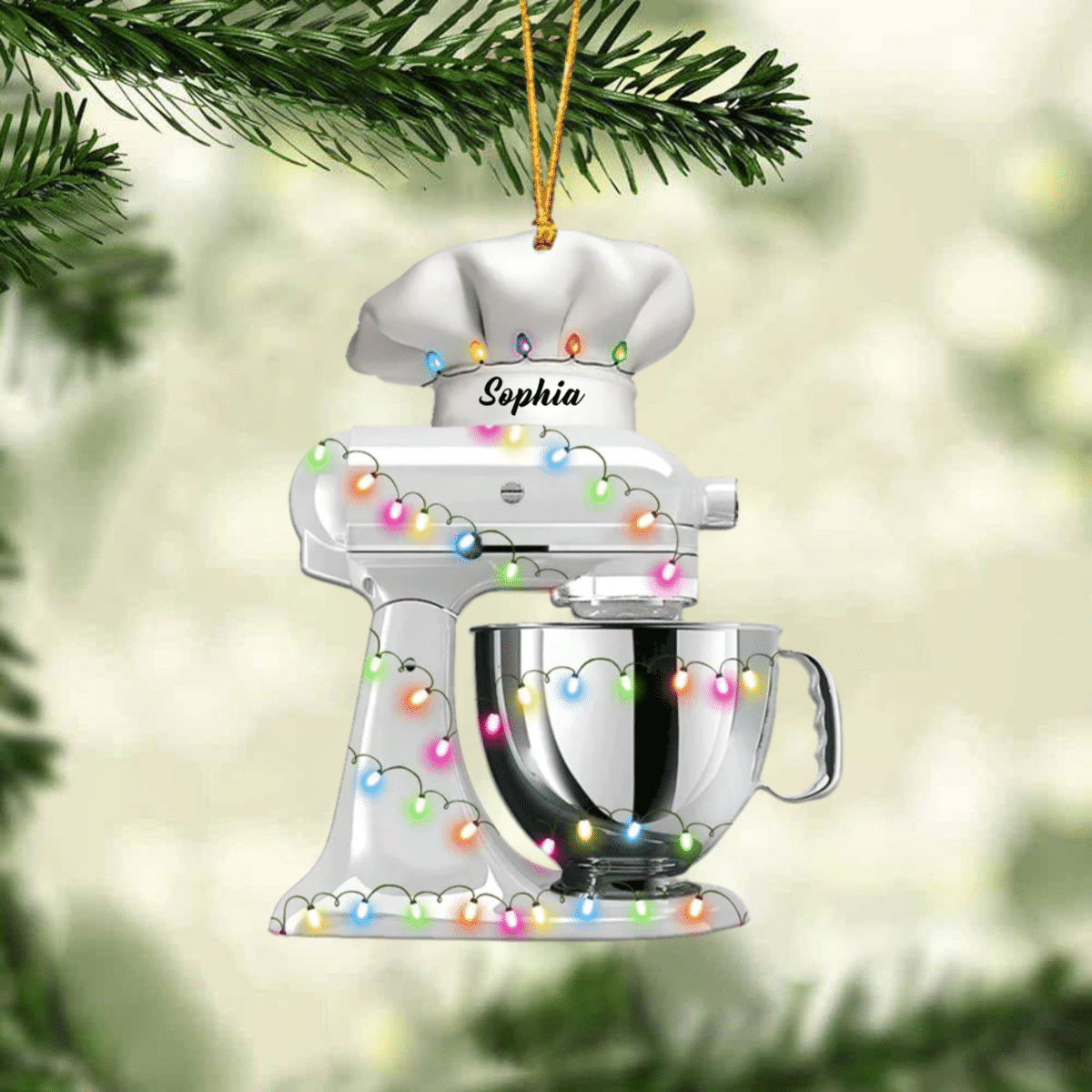 Personalized Baking Mixer Lights Christmas Ornament, Flat Acrylic Baking Ornament for Her OO1983