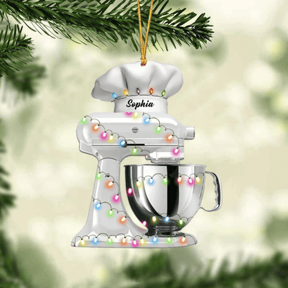 Personalized Baking Mixer Lights Christmas Ornament, Flat Acrylic Baking Ornament for Her OO1983