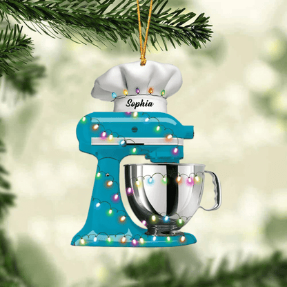 Personalized Baking Mixer Lights Christmas Ornament, Flat Acrylic Baking Ornament for Her OO1983