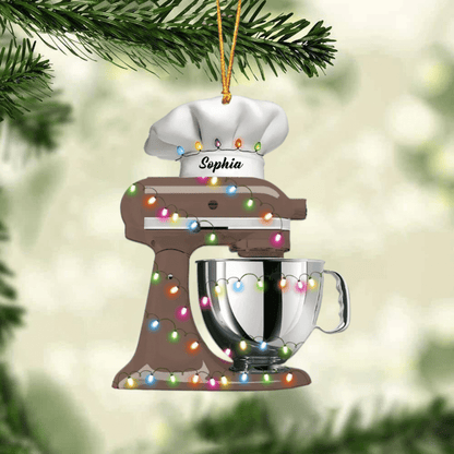 Personalized Baking Mixer Lights Christmas Ornament, Flat Acrylic Baking Ornament for Her OO1983