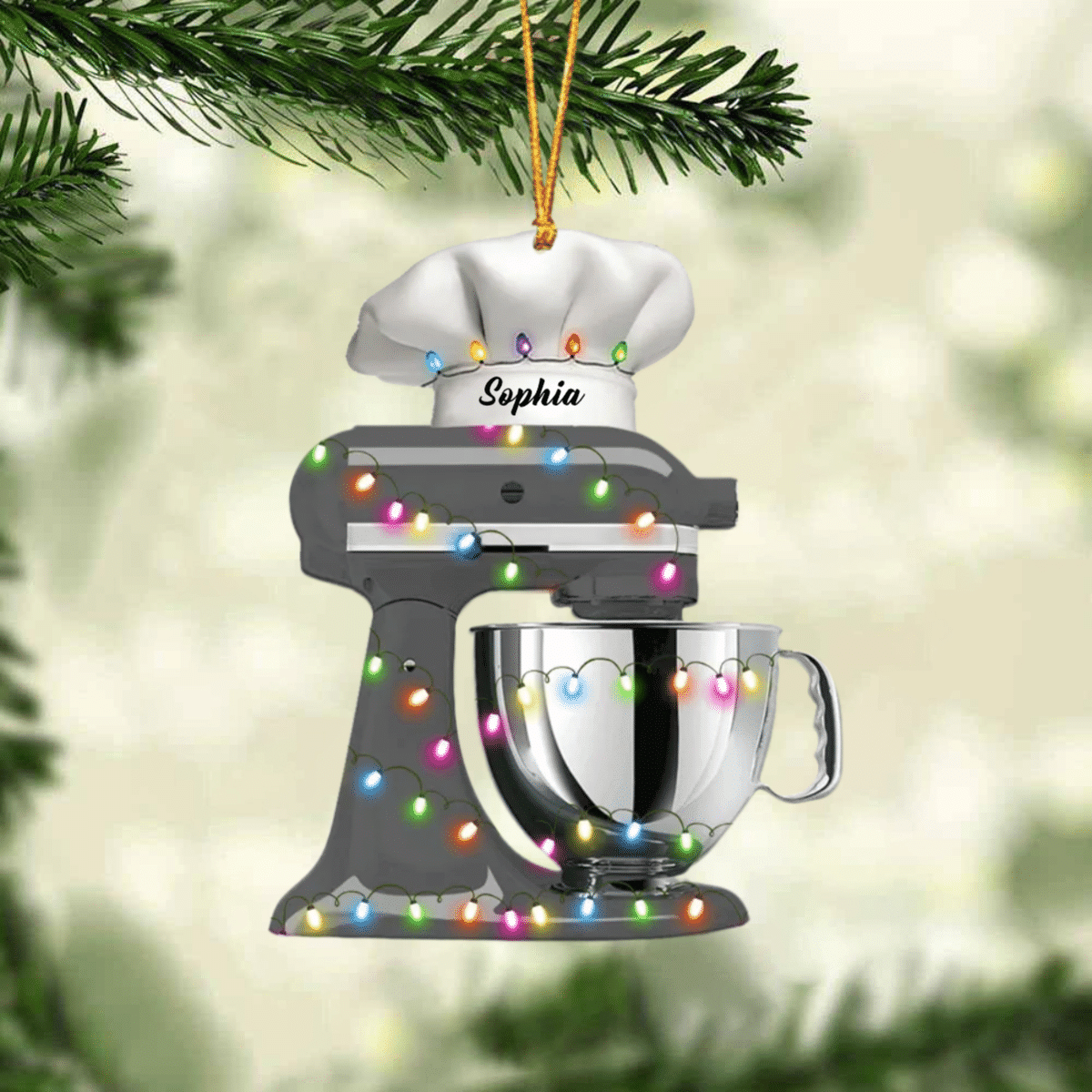 Personalized Baking Mixer Lights Christmas Ornament, Flat Acrylic Baking Ornament for Her OO1983