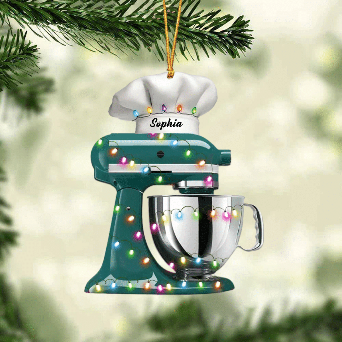 Personalized Baking Mixer Lights Christmas Ornament, Flat Acrylic Baking Ornament for Her OO1983