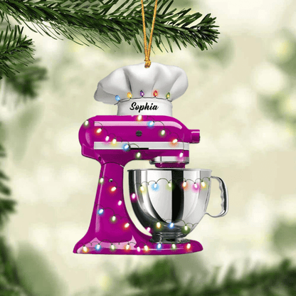 Personalized Baking Mixer Lights Christmas Ornament, Flat Acrylic Baking Ornament for Her OO1983