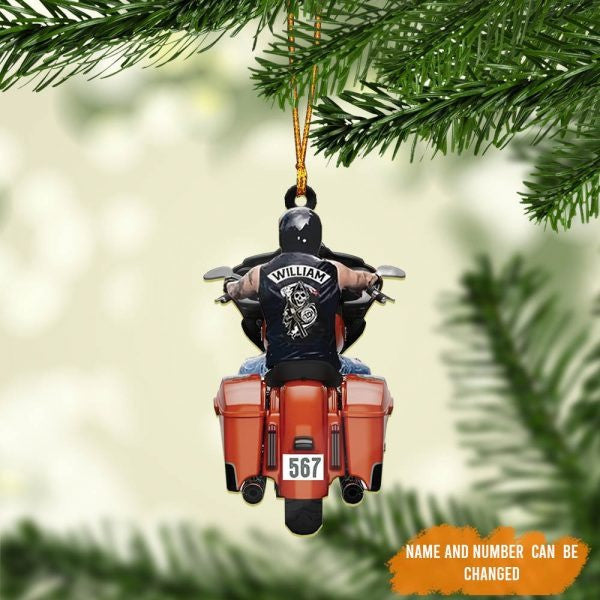 Personalized Colorful Biker Street Glide Road Glide Motorcycle Ornament Flat Acrylic Biker Man Ornament OO1979