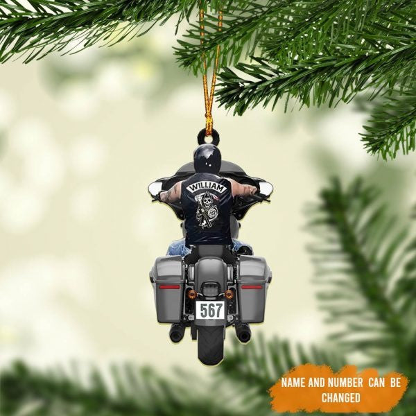 Personalized Colorful Biker Street Glide Road Glide Motorcycle Ornament Flat Acrylic Biker Man Ornament OO1979