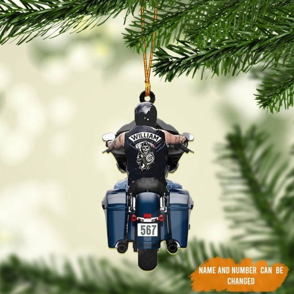 Personalized Colorful Biker Street Glide Road Glide Motorcycle Ornament Flat Acrylic Biker Man Ornament OO1979