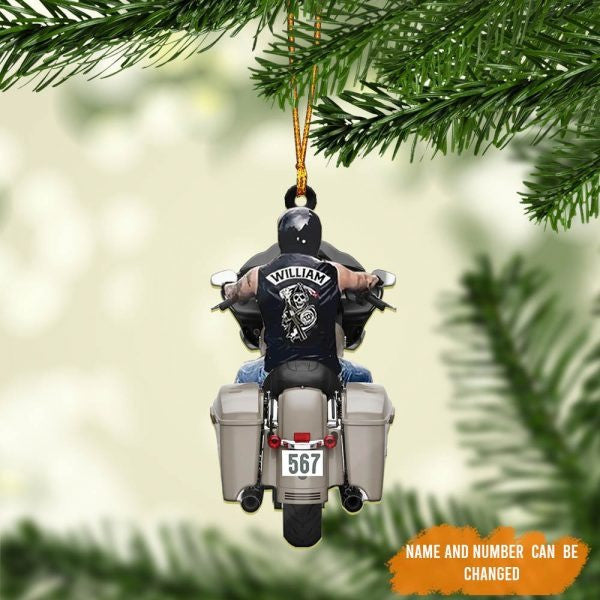 Personalized Colorful Biker Street Glide Road Glide Motorcycle Ornament Flat Acrylic Biker Man Ornament OO1979