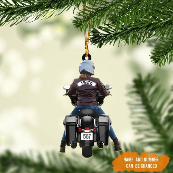 Personalized Biker Women Street Glide Road Glide Colorful Motorcycle Acrylic Ornament for Women OO1978