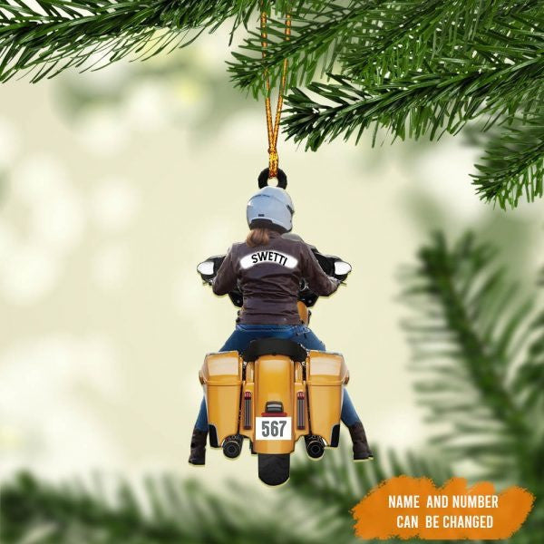 Personalized Biker Women Street Glide Road Glide Colorful Motorcycle Acrylic Ornament for Women OO1978