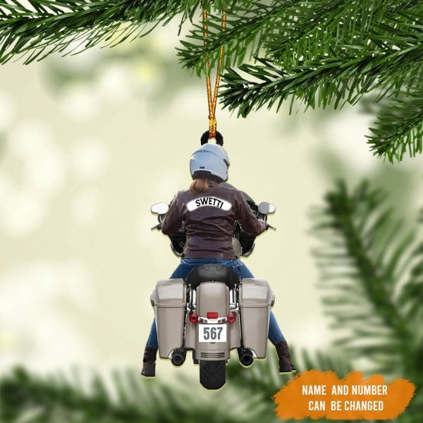 Personalized Biker Women Street Glide Road Glide Colorful Motorcycle Acrylic Ornament for Women OO1978