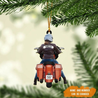 Personalized Biker Women Street Glide Road Glide Colorful Motorcycle Acrylic Ornament for Women OO1978