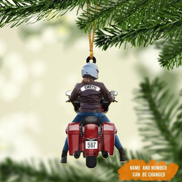 Personalized Biker Women Street Glide Road Glide Colorful Motorcycle Acrylic Ornament for Women OO1978